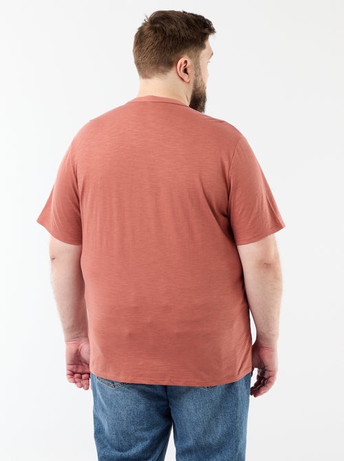 Camiseta de punto de jersey con cuello tunecino y manga corta - Kiabi