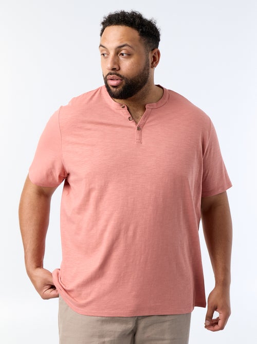 Camiseta de punto de jersey con cuello tunecino y manga corta - Kiabi