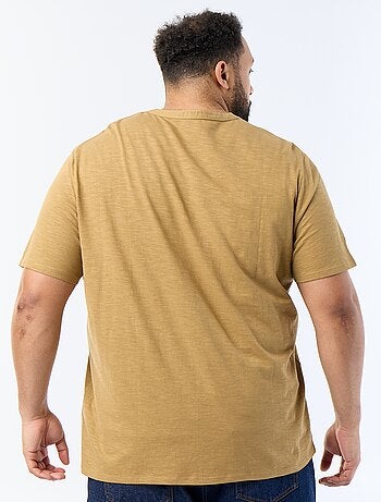 Camiseta de punto de jersey con cuello tunecino y manga corta