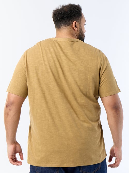 Camiseta de punto de jersey con cuello tunecino y manga corta - Kiabi