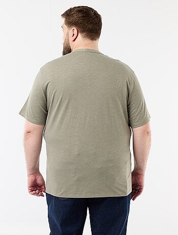 Camiseta de punto de jersey con cuello tunecino y manga corta