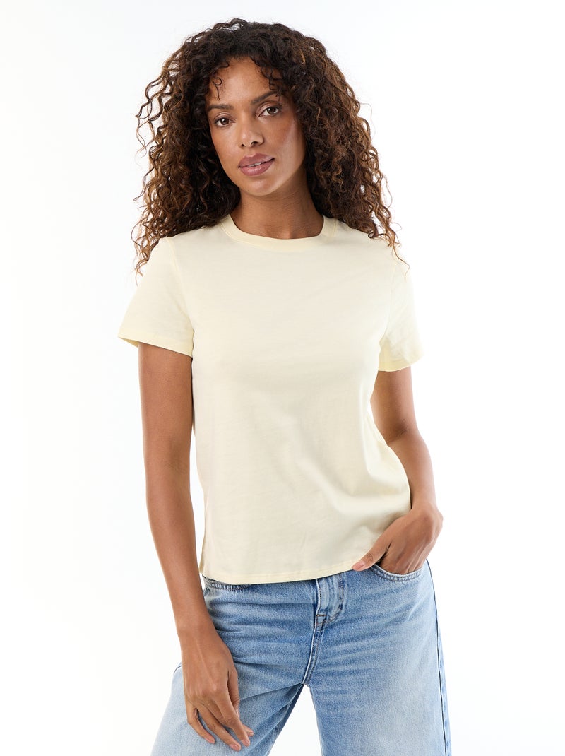 Camiseta de punto de manga corta Amarillo - Kiabi