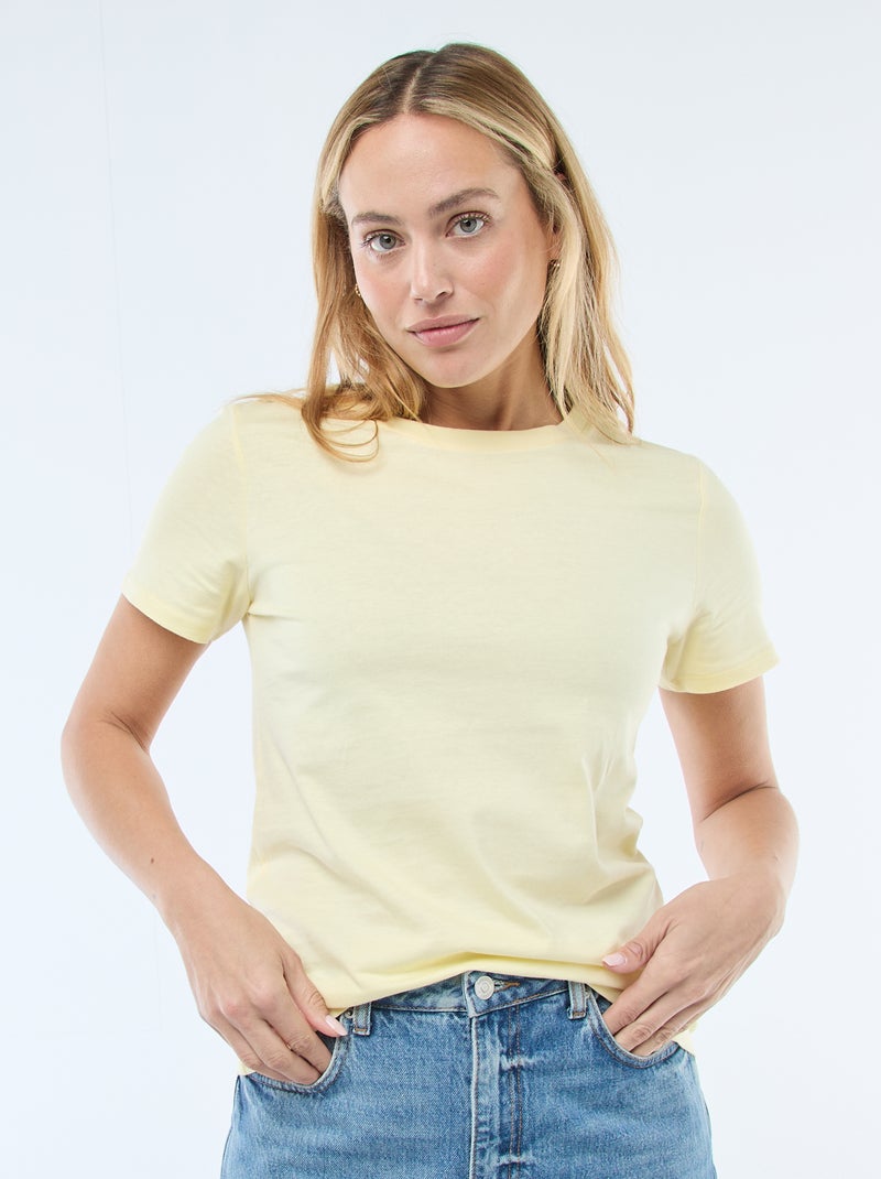 Camiseta de punto de manga corta Amarillo - Kiabi