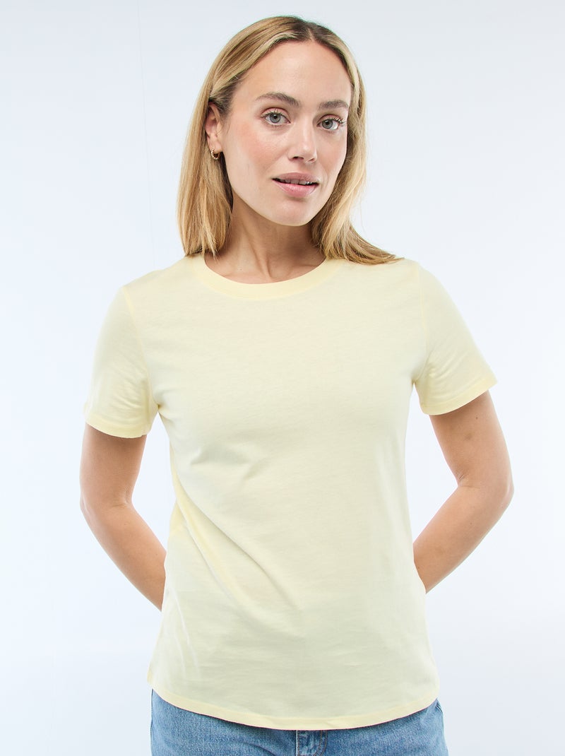 Camiseta de punto de manga corta Amarillo - Kiabi