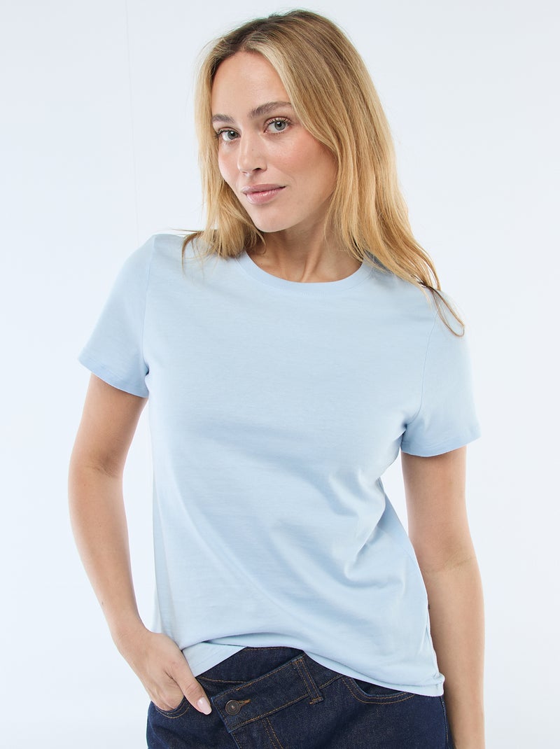 Camiseta de punto de manga corta Azul - Kiabi