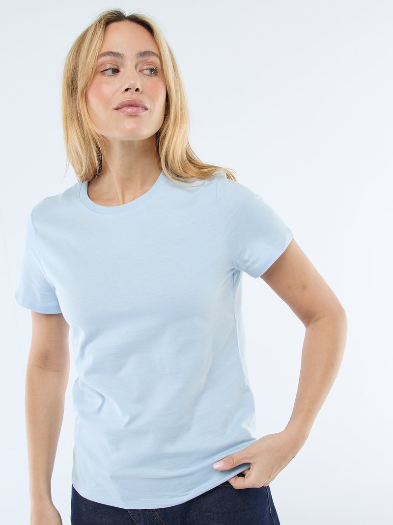Camiseta de punto de manga corta Azul - Kiabi