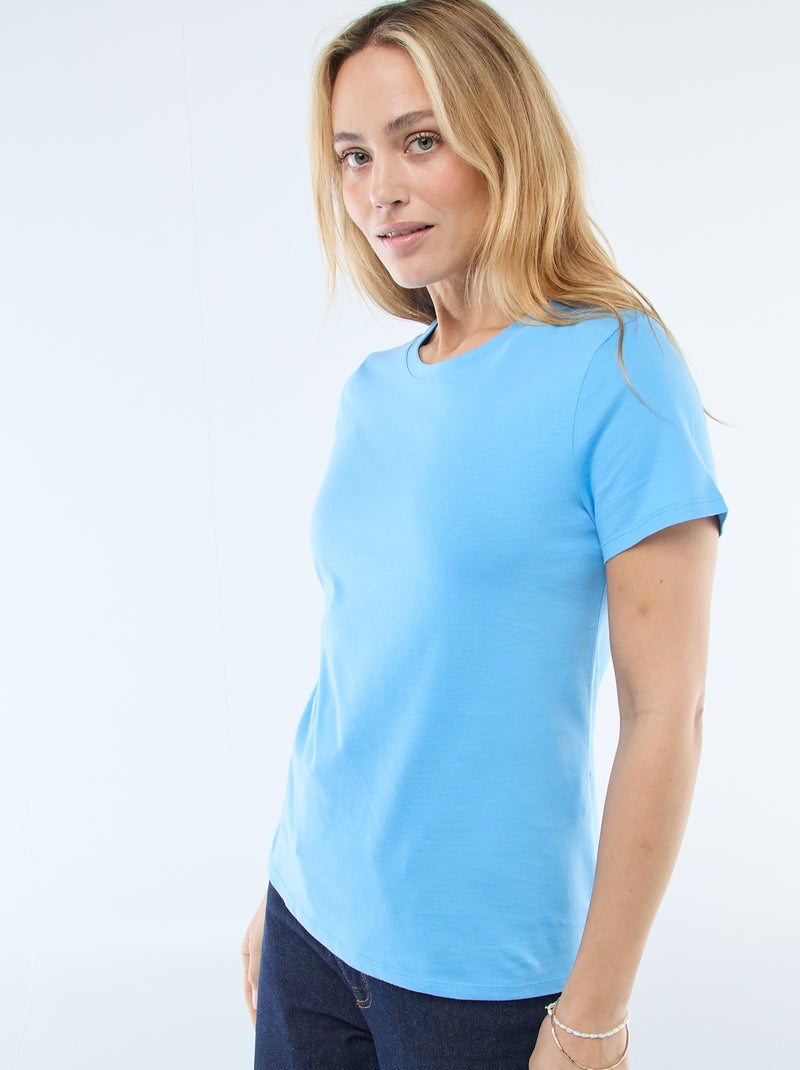 Camiseta de punto de manga corta Azul - Kiabi
