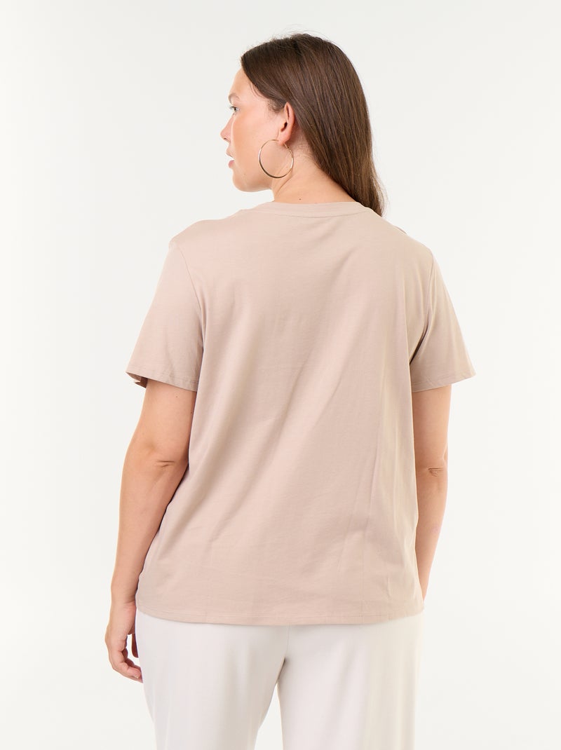 Camiseta de punto de manga corta Beige - Kiabi