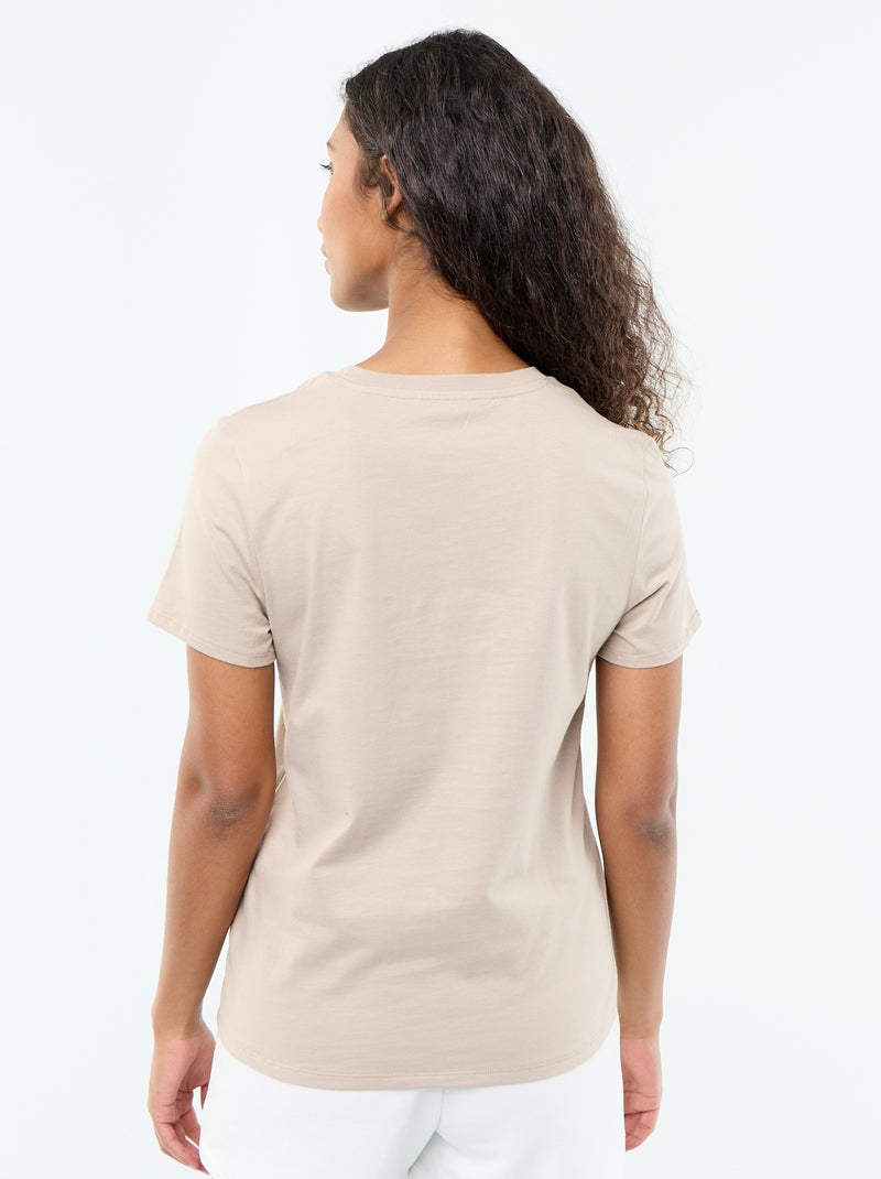 Camiseta de punto de manga corta Beige - Kiabi