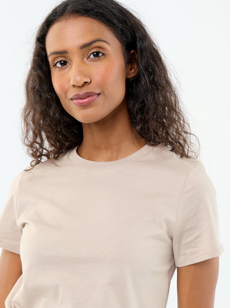 Camiseta de punto de manga corta Beige - Kiabi