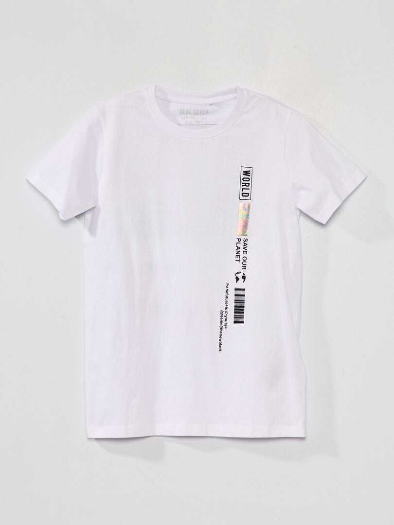 Camiseta de punto de manga corta blanco - Kiabi