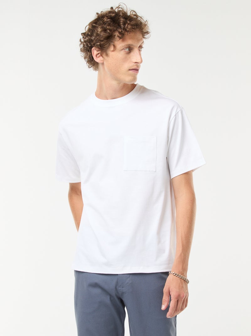 Camiseta de punto de manga corta blanco - Kiabi