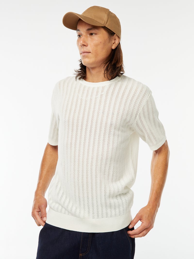 Camiseta de punto de manga corta Blanco - Kiabi