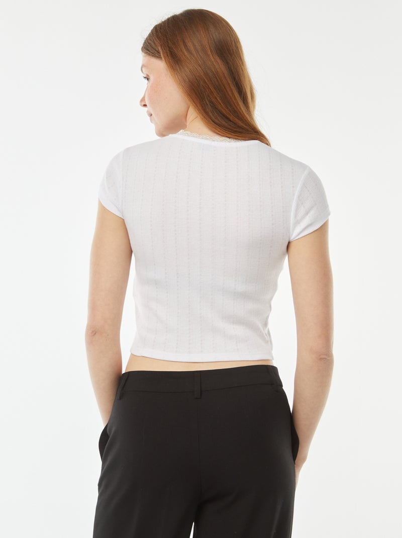 Camiseta de punto de manga corta blanco - Kiabi