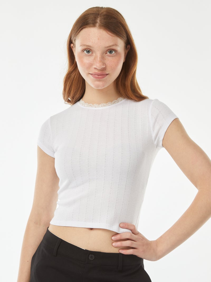 Camiseta de punto de manga corta blanco - Kiabi