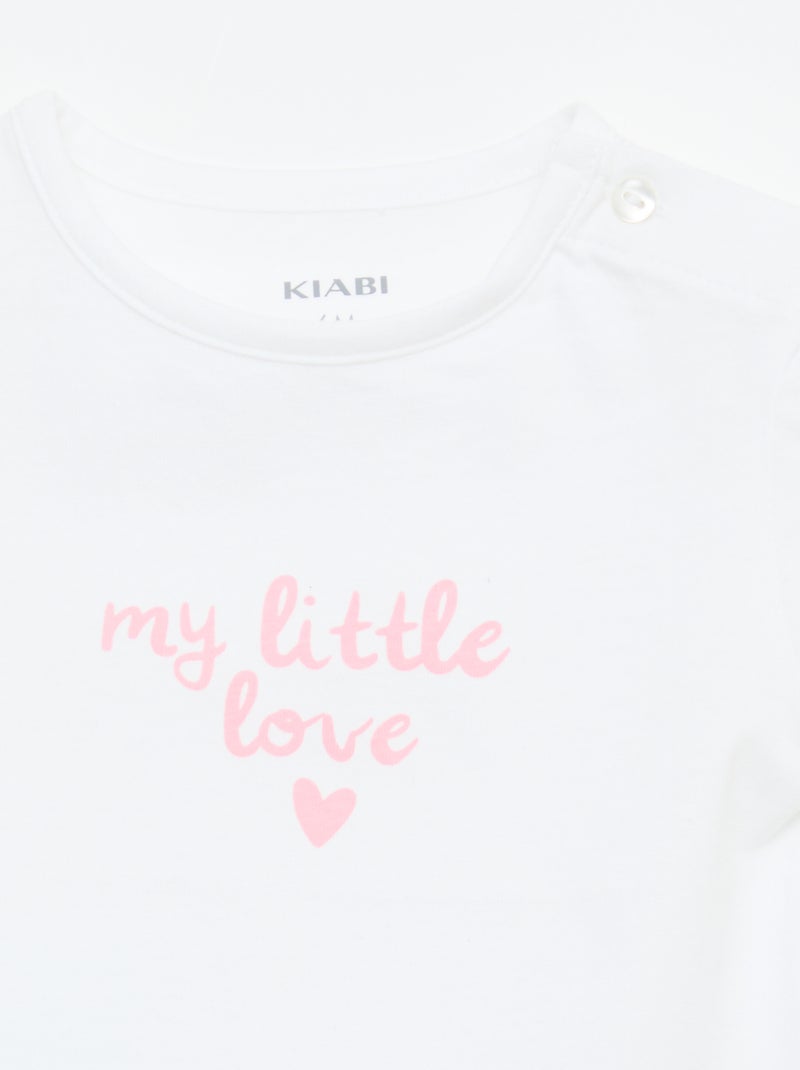 Camiseta de punto de manga corta Blanco - Kiabi