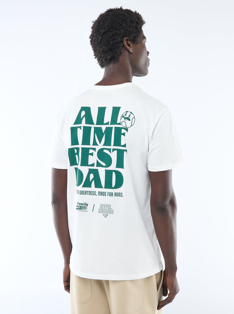 Camiseta de punto de manga corta con estampado delantero/trasero Blanco - Kiabi