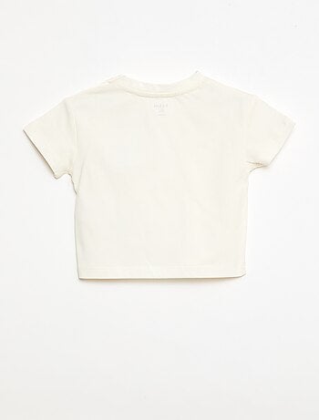 Camiseta de punto de manga corta con lazos decorativos