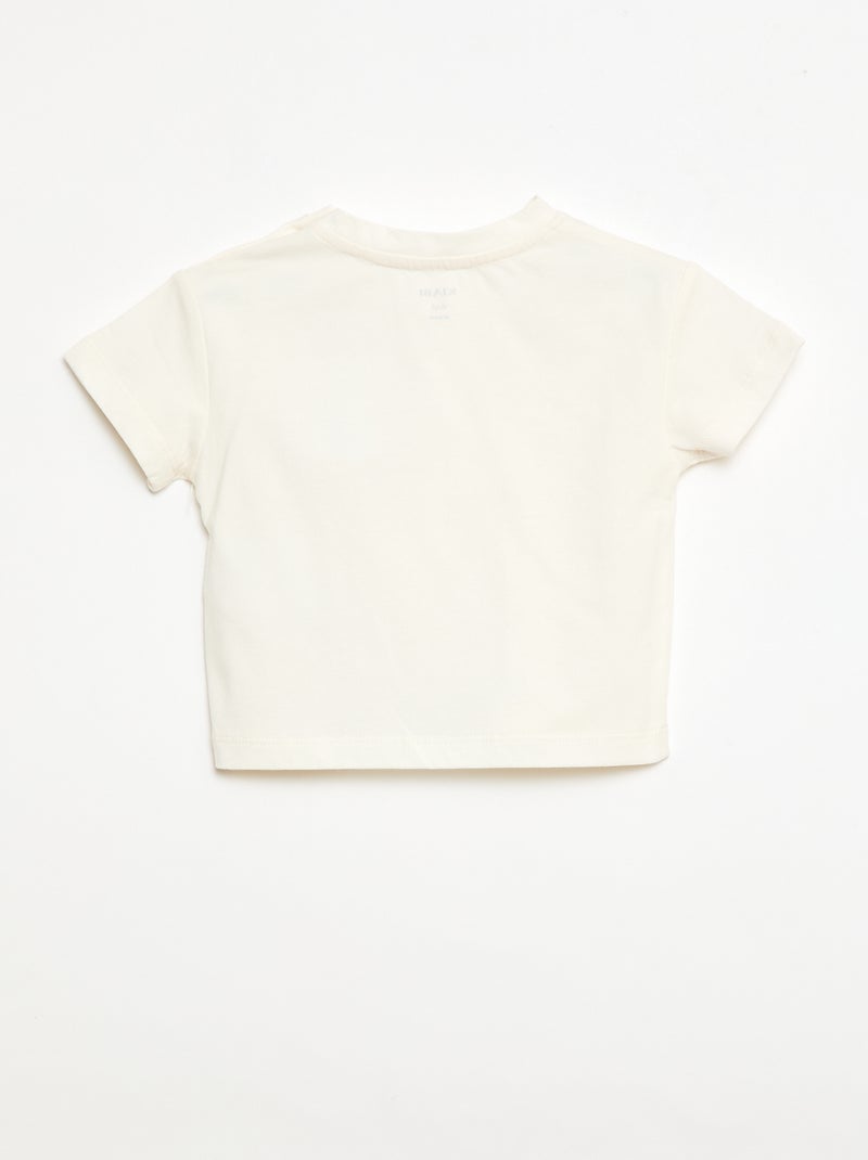 Camiseta de punto de manga corta con lazos decorativos Blanco - Kiabi