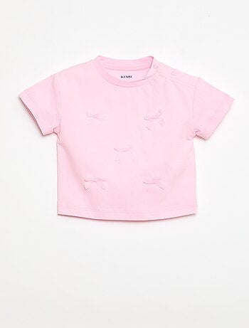 Camiseta de punto de manga corta con lazos decorativos