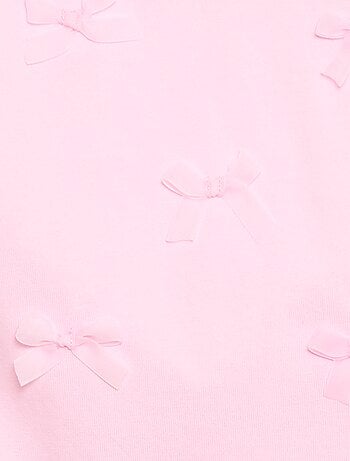 Camiseta de punto de manga corta con lazos decorativos