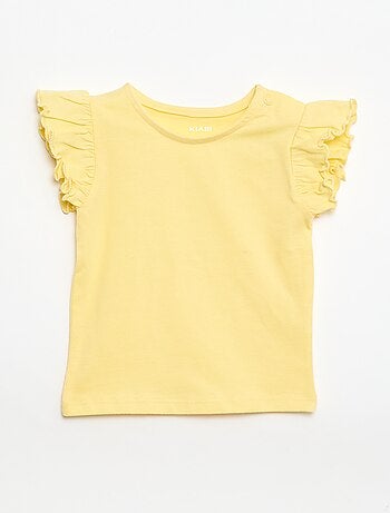 Camiseta de punto de manga corta con volantes