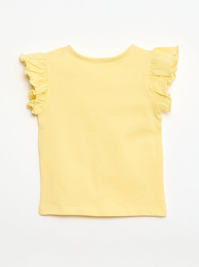 Camiseta de punto de manga corta con volantes Amarillo - Kiabi