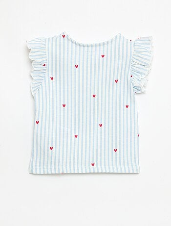 Camiseta de punto de manga corta con volantes