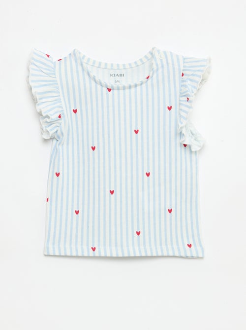 Camiseta de punto de manga corta con volantes - Kiabi