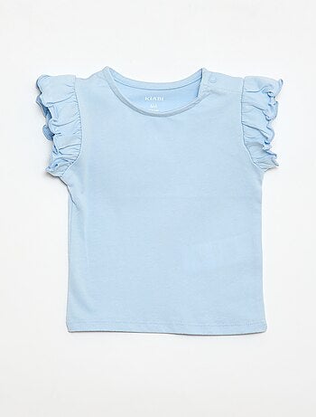 Camiseta de punto de manga corta con volantes