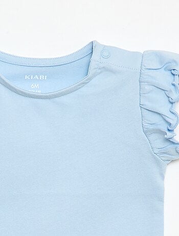 Camiseta de punto de manga corta con volantes