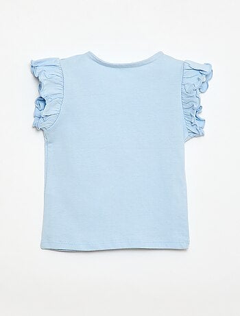 Camiseta de punto de manga corta con volantes