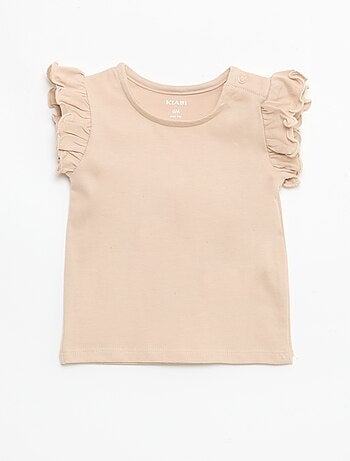 Camiseta de punto de manga corta con volantes