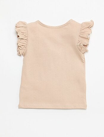 Camiseta de punto de manga corta con volantes