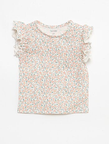 Camiseta de punto de manga corta con volantes