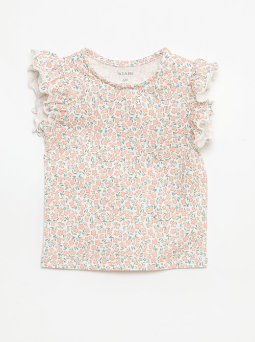 Camiseta de punto de manga corta con volantes - Kiabi