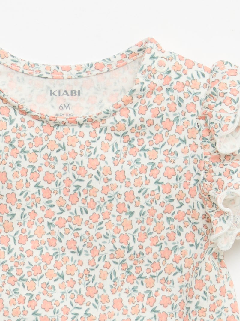 Camiseta de punto de manga corta con volantes Blanco - Kiabi