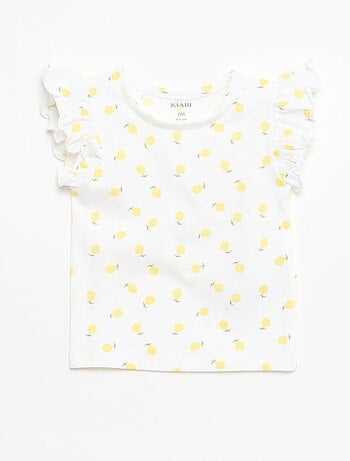 Camiseta de punto de manga corta con volantes