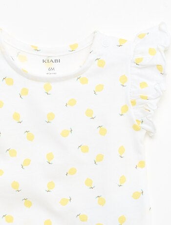 Camiseta de punto de manga corta con volantes