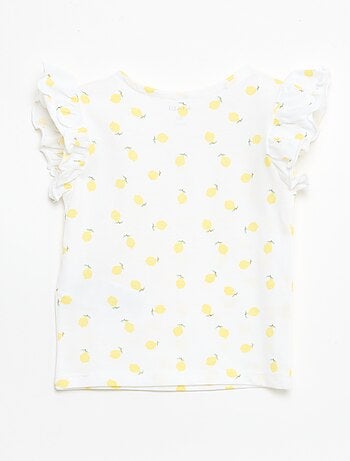 Camiseta de punto de manga corta con volantes