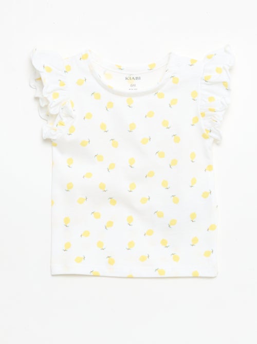 Camiseta de punto de manga corta con volantes - Kiabi