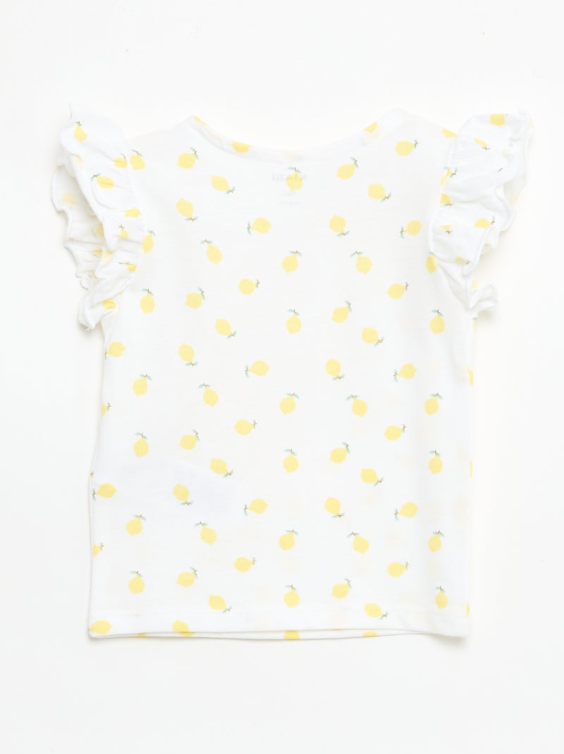 Camiseta de punto de manga corta con volantes Blanco - Kiabi