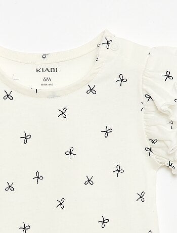 Camiseta de punto de manga corta con volantes