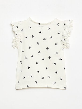 Camiseta de punto de manga corta con volantes