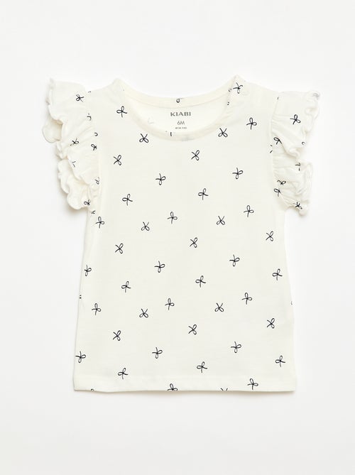Camiseta de punto de manga corta con volantes - Kiabi