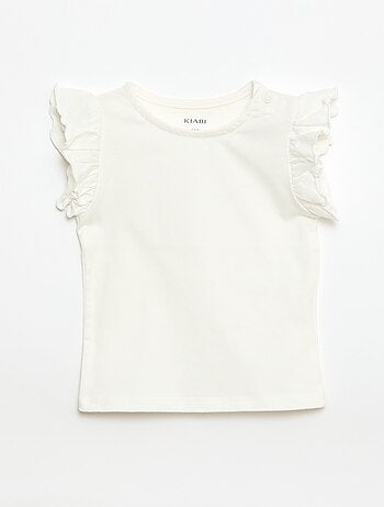 Camiseta de punto de manga corta con volantes