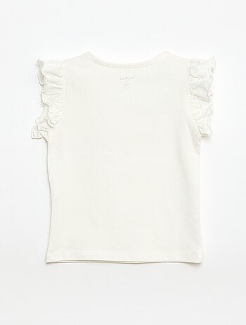 Camiseta de punto de manga corta con volantes