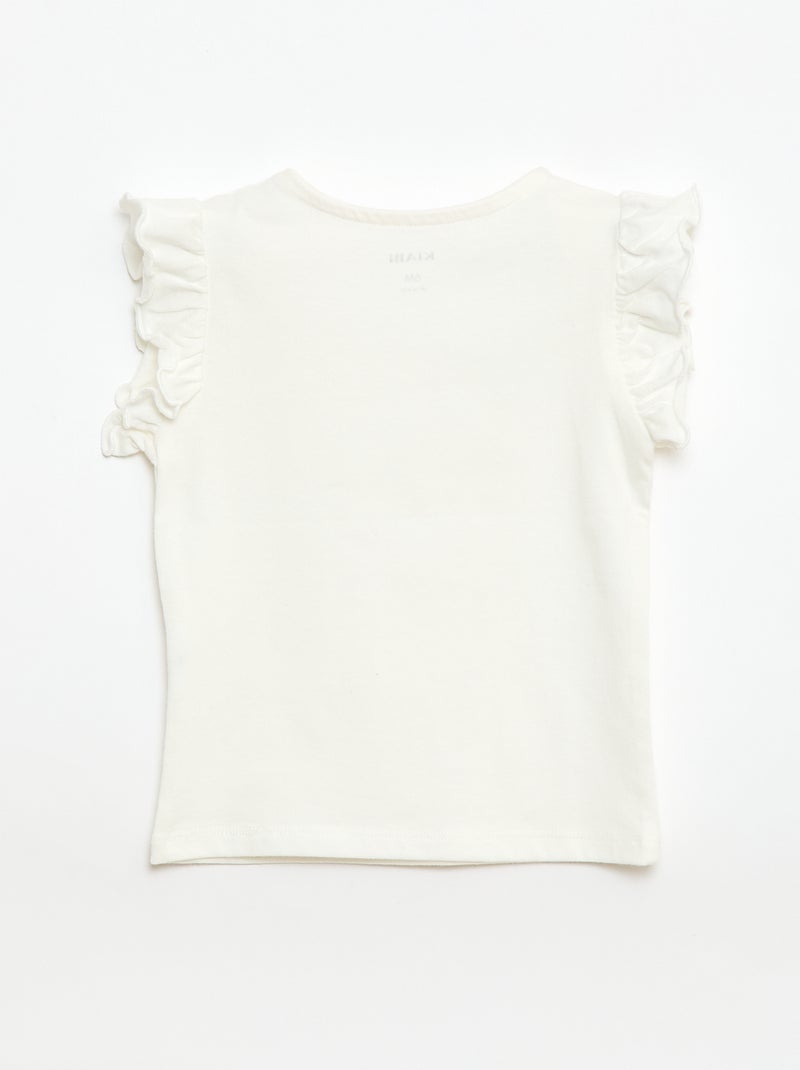 Camiseta de punto de manga corta con volantes Blanco - Kiabi