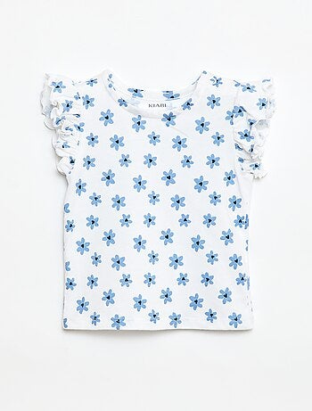 Camiseta de punto de manga corta con volantes