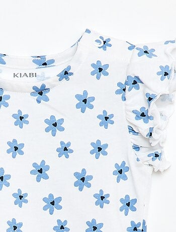 Camiseta de punto de manga corta con volantes